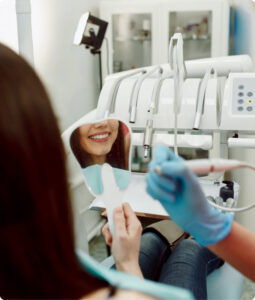 The girl on reception at the dentist